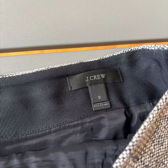 J.CREW Tweed Midi Pencil Skirt Women's Size 8 Gray Heather Lined Vented Back Zip - Picture 5 of 8